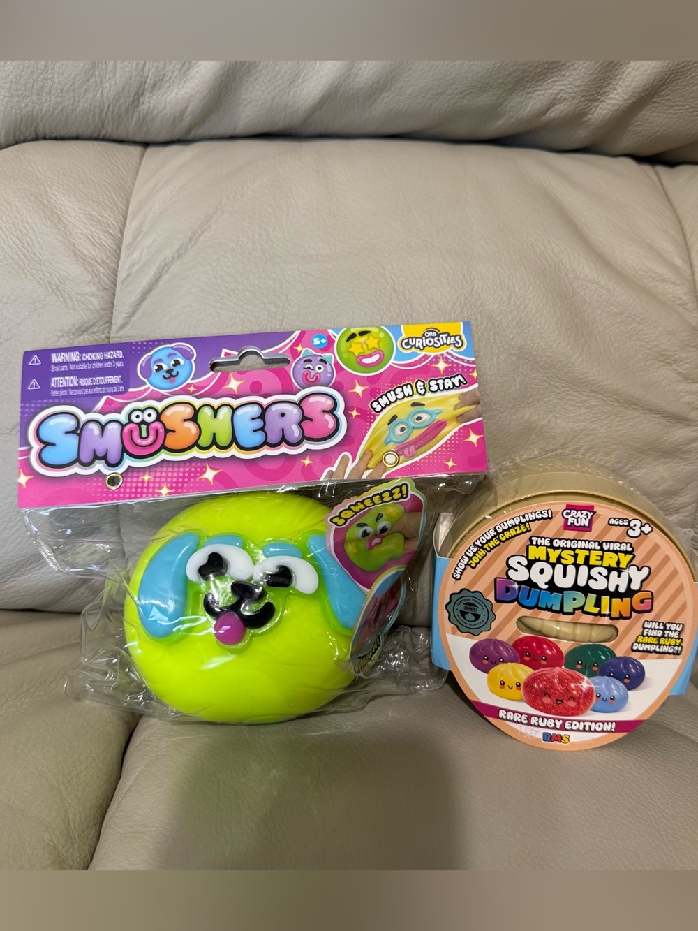 ORB Curiosities Smushers Squishy Lime Green Dog & RMS Rare Ruby Edition Dumpling
